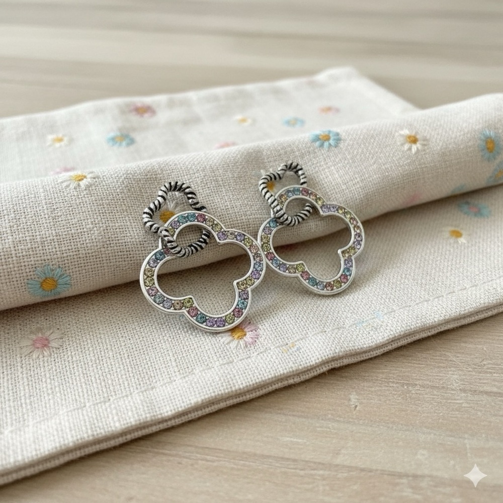 Silver and Multicolor Accent Earrings 🤍